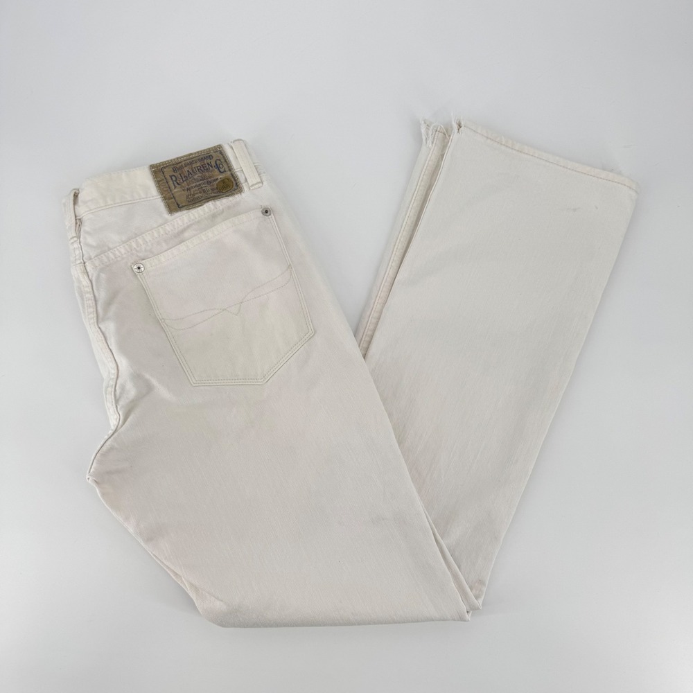 Ralph Lauren Blue Label Madison 888‎ Off White Straight Leg Cotton Jeans Size 31